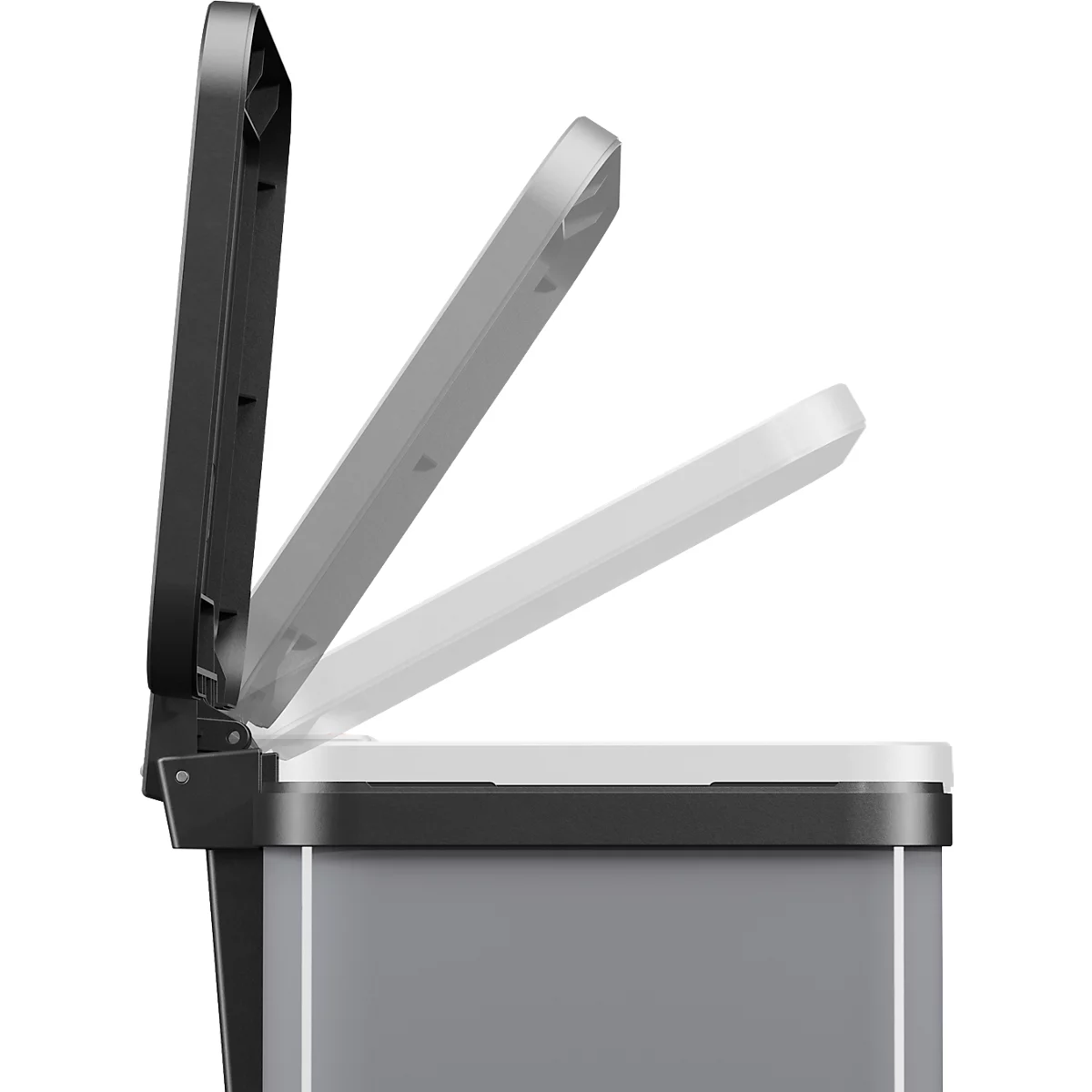 Tretmülleimer Hailo Öko Uno Plus M, 17 l, rechteckig, aus Stahlblech, silber