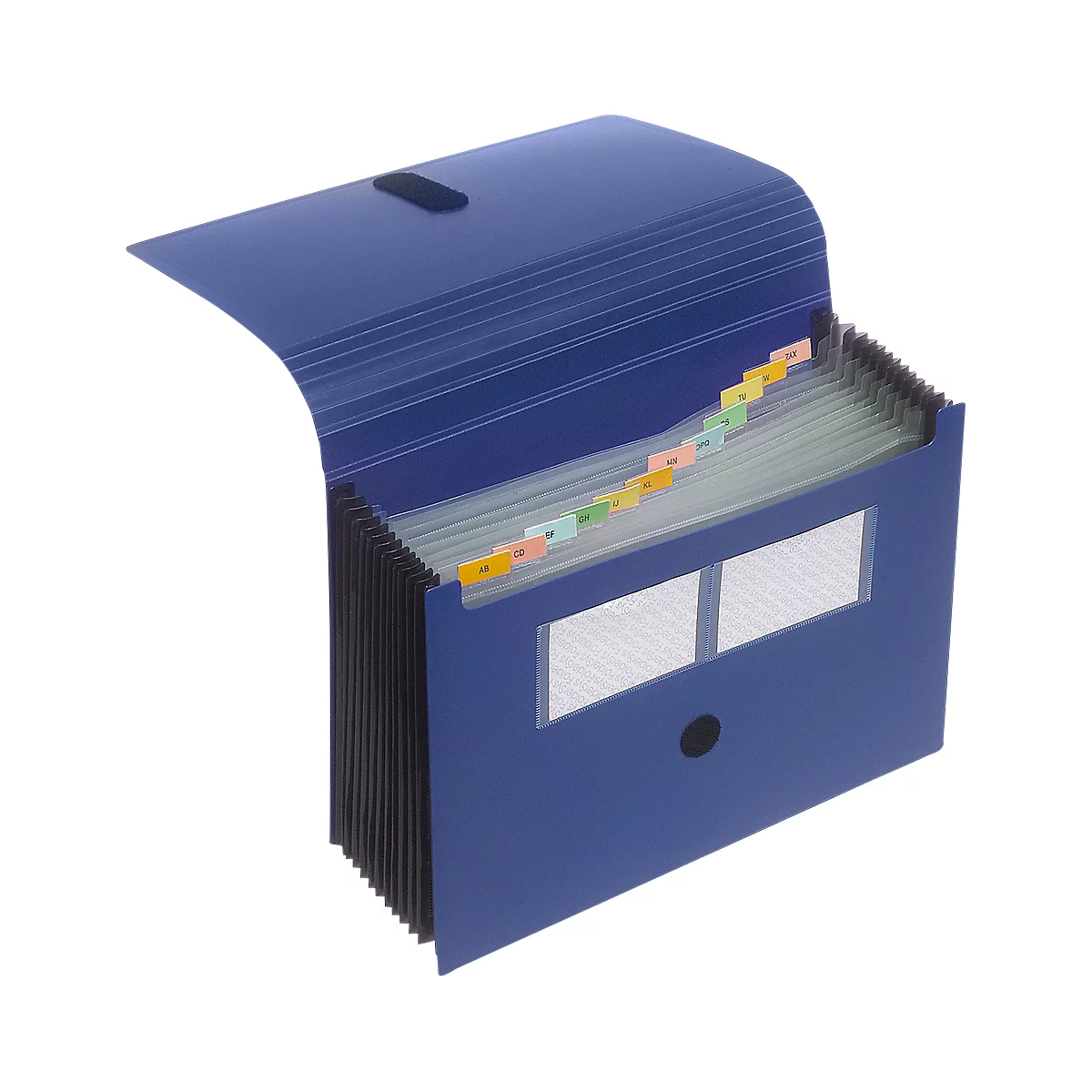 Trieur éventail FolderSys, 12 parties, format A4, avec fermeture velcro, bleu