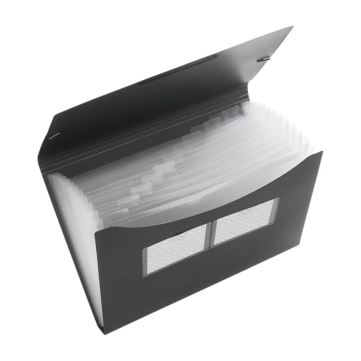 Trieur éventail FolderSys, 12 parties, format A4, élastique d'angle, fumée