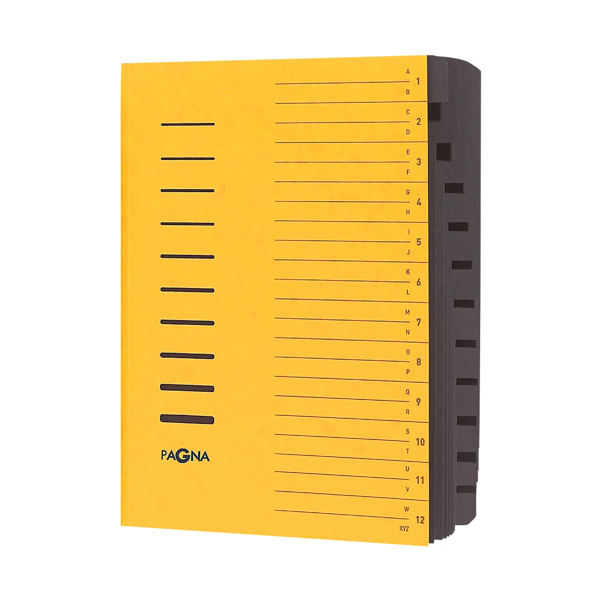 Trieur PAGNA, pour format A4, 12 parties, comprimé, individuel, jaune