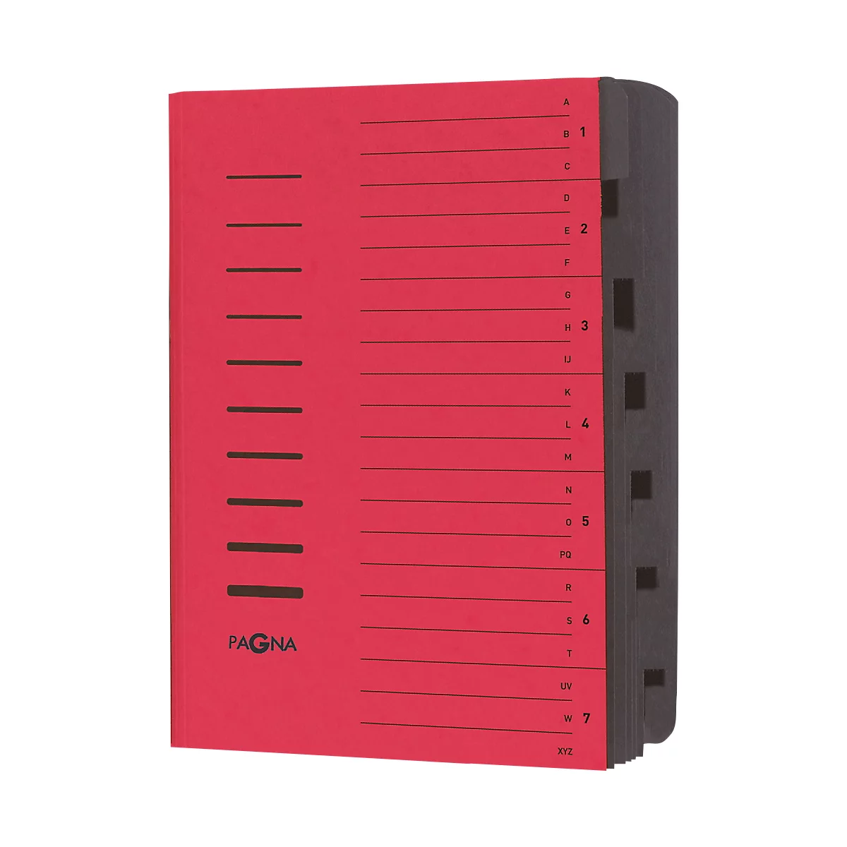 Trieur PAGNA, pour format A4, 7 parties, comprimé, 5 p., rouge