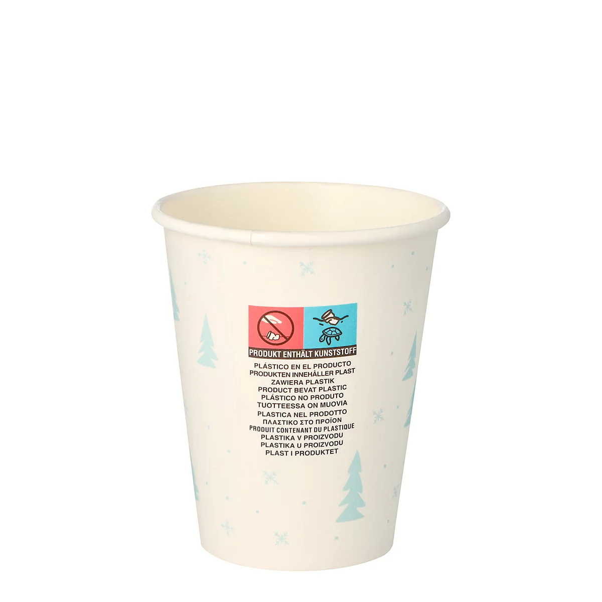 Trinkbecher Papstar 'Hello Winter', Pappe, 200 ml, Ø 8 x H 9,2 cm, weiss, 50 Stück