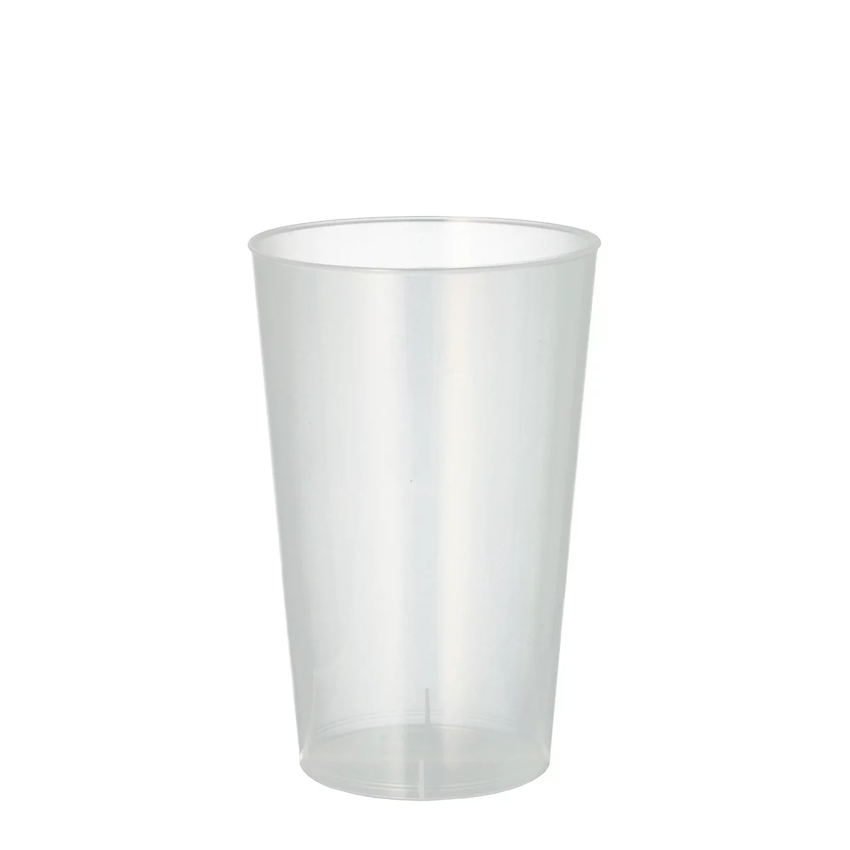 Trinkbecher Papstar, Mehrweg, 0,3 l, Ø 78 x H 118 mm, mit Füllstrich, unzerbrechlich, spülmaschinengeeignet, recycelbar, PP, transluzent, 25 Stück