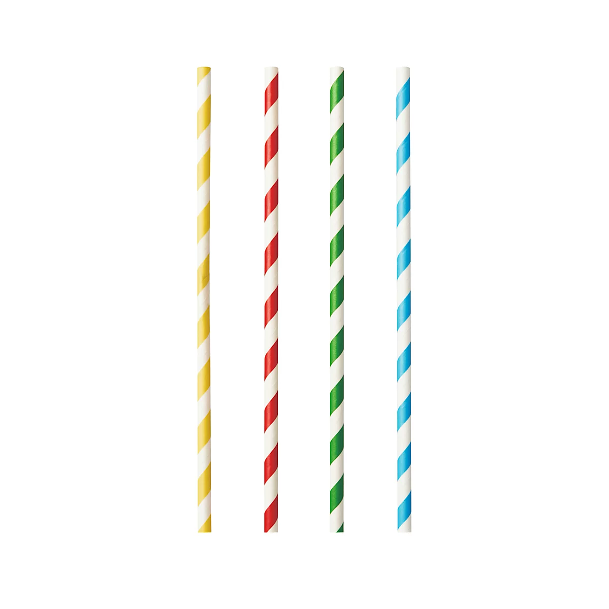 Trinkhalme Papstar Stripes, für Shakes, Einweg, L 210 x Ø 8 mm, aus FSC®-zertifiziertem Papier, farbsortiert, 100 Stück