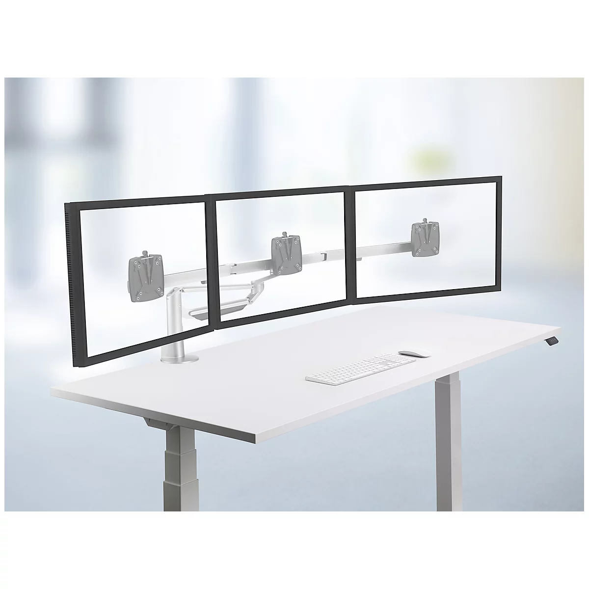 Triple-Monitorarm NOVUS Clu Plus X3 C, 1,5-4,5 kg je Arm, dreh-/schwenk-/höhenverstellbar, VESA, weiss