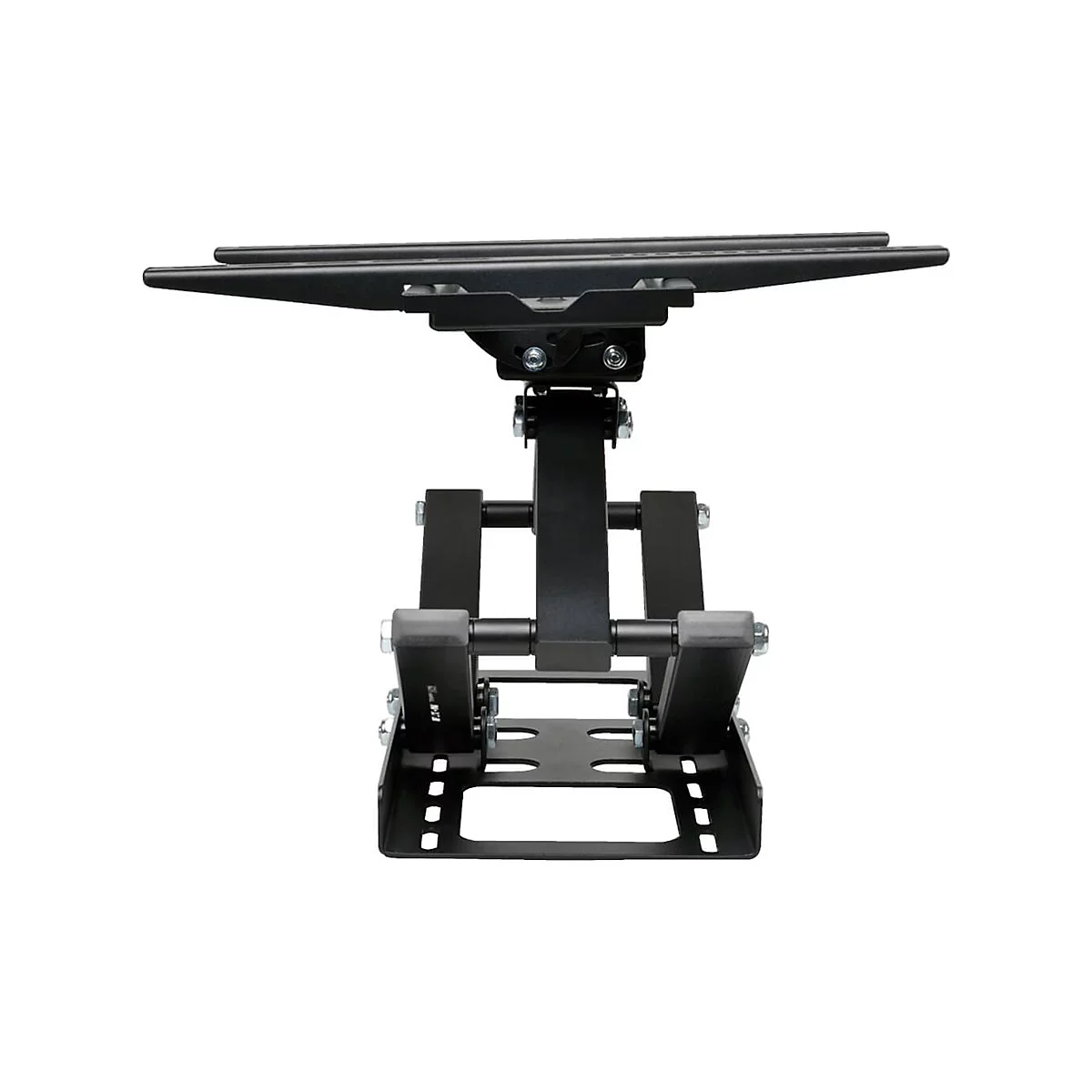 Schwarze TV-Wandhalterung, dreh- und neigbar, vor weißem Hintergrund.