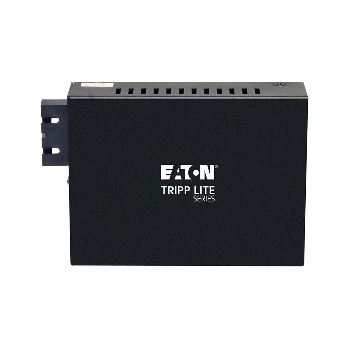 Schwarzer Netzwerk-Switch mit Eaton Tripp Lite Series Logo und Anschlüssen.
