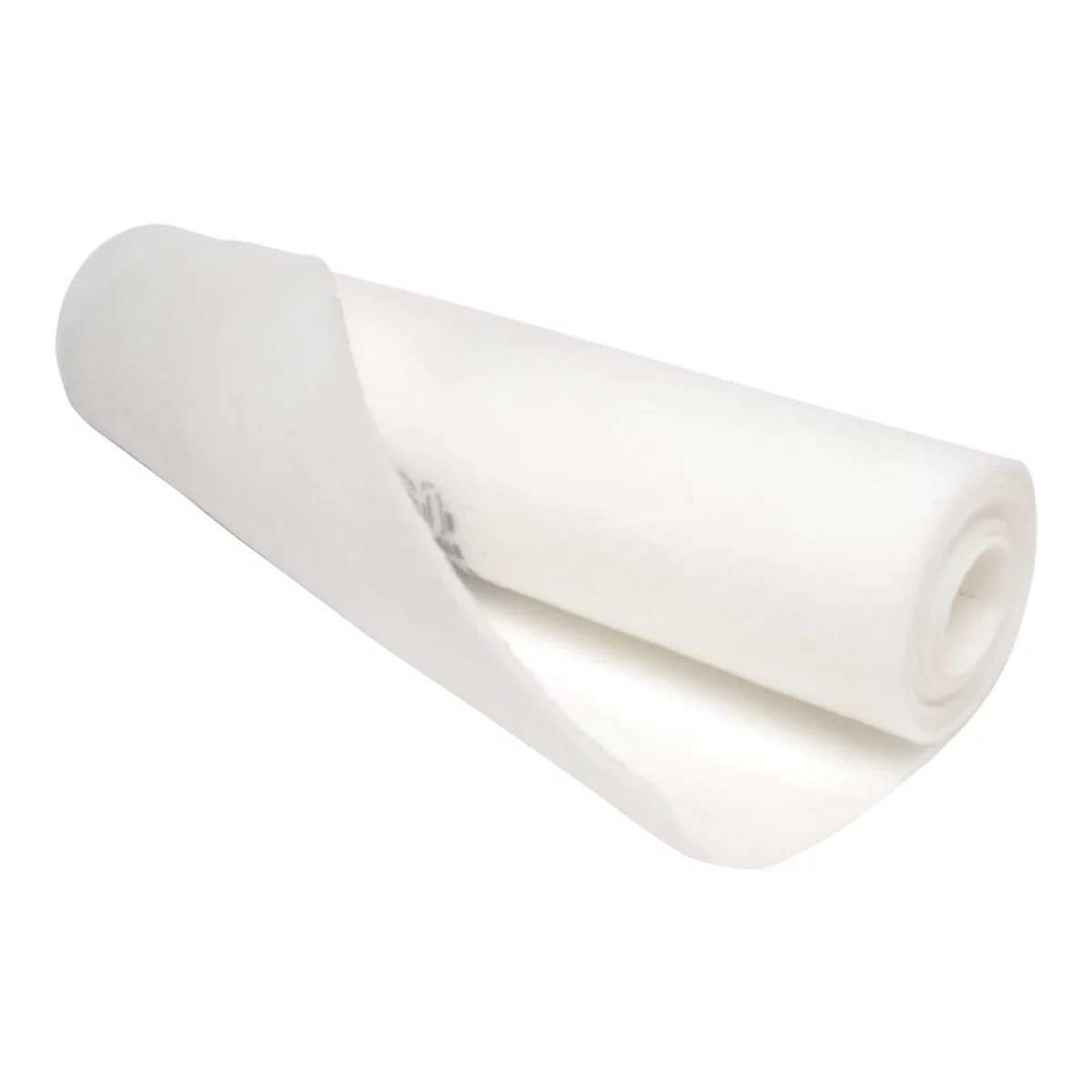 Eine gerollte, weiße Stoffbahn, die teilweise abgerollt ist. Der Hintergrund ist weiß.