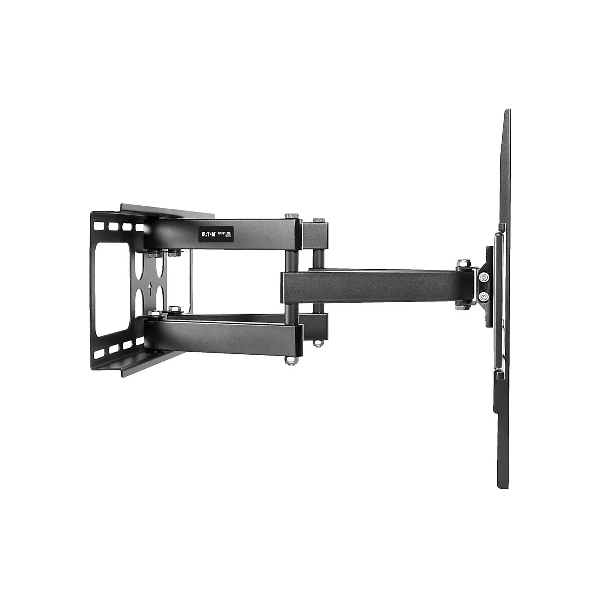 Schwarze TV-Wandhalterung, aus Metall, mit Eaton Tripp Lite Logo.