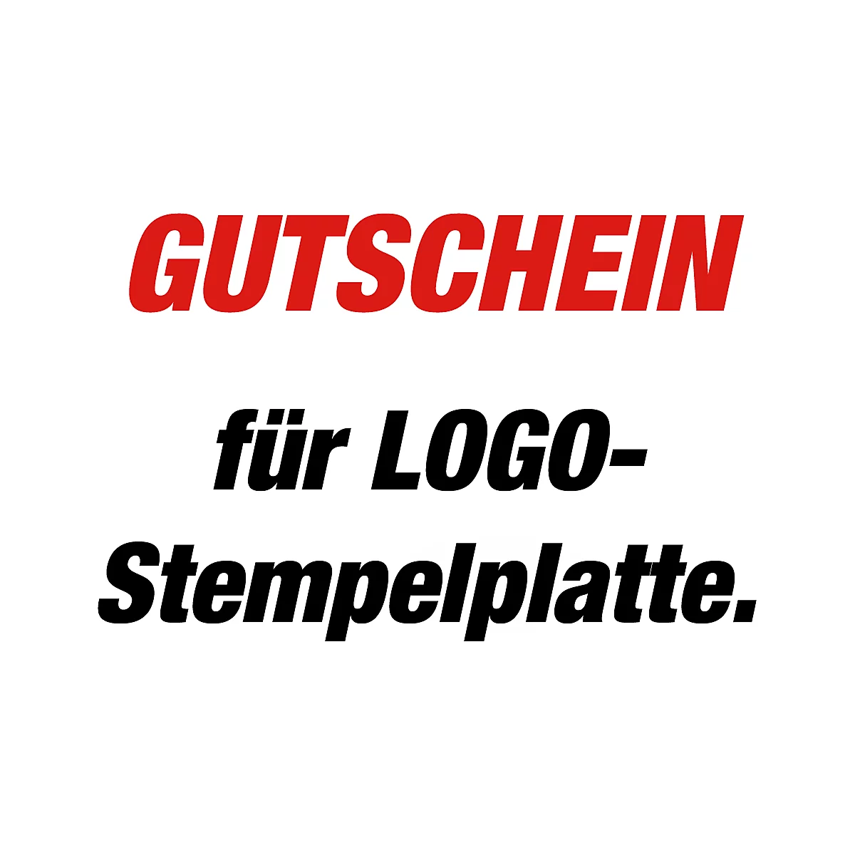 Voucher for LOGO stamp plate, red and black text on white background.