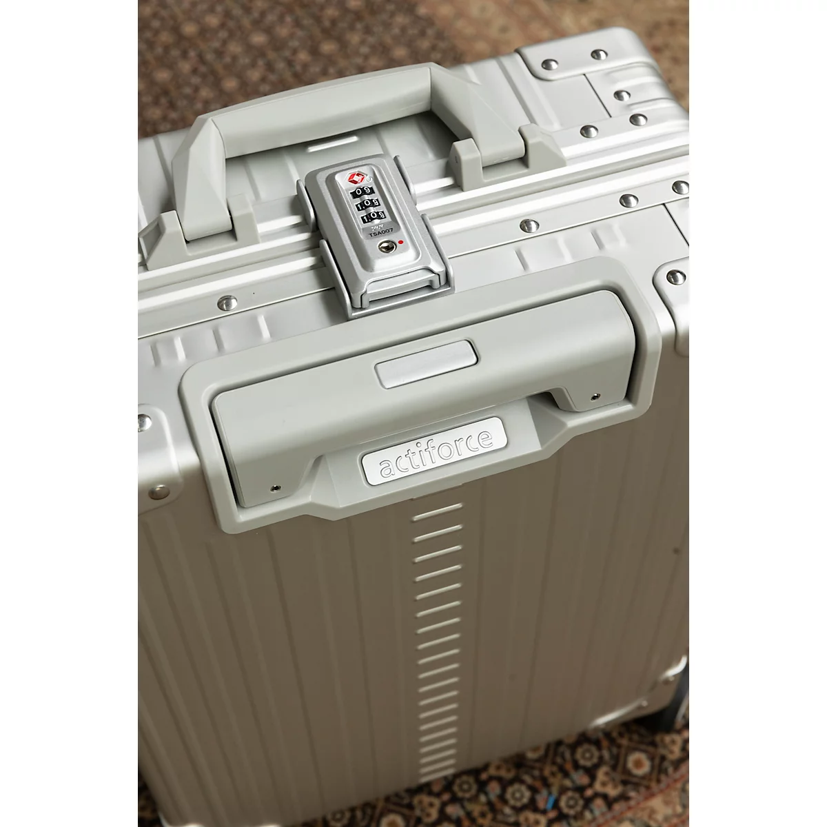 Trolley Business case actiCase, L 370 x P 190 x H 560 mm, 21,5 l, avec roulettes, aluminium, argent