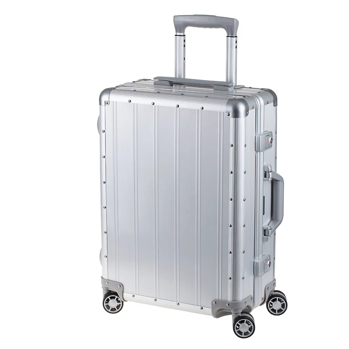 Trolley en aluminium, l. 400 x P 200 x H 540 mm, manche télescopique, à roulettes, serrures TSA