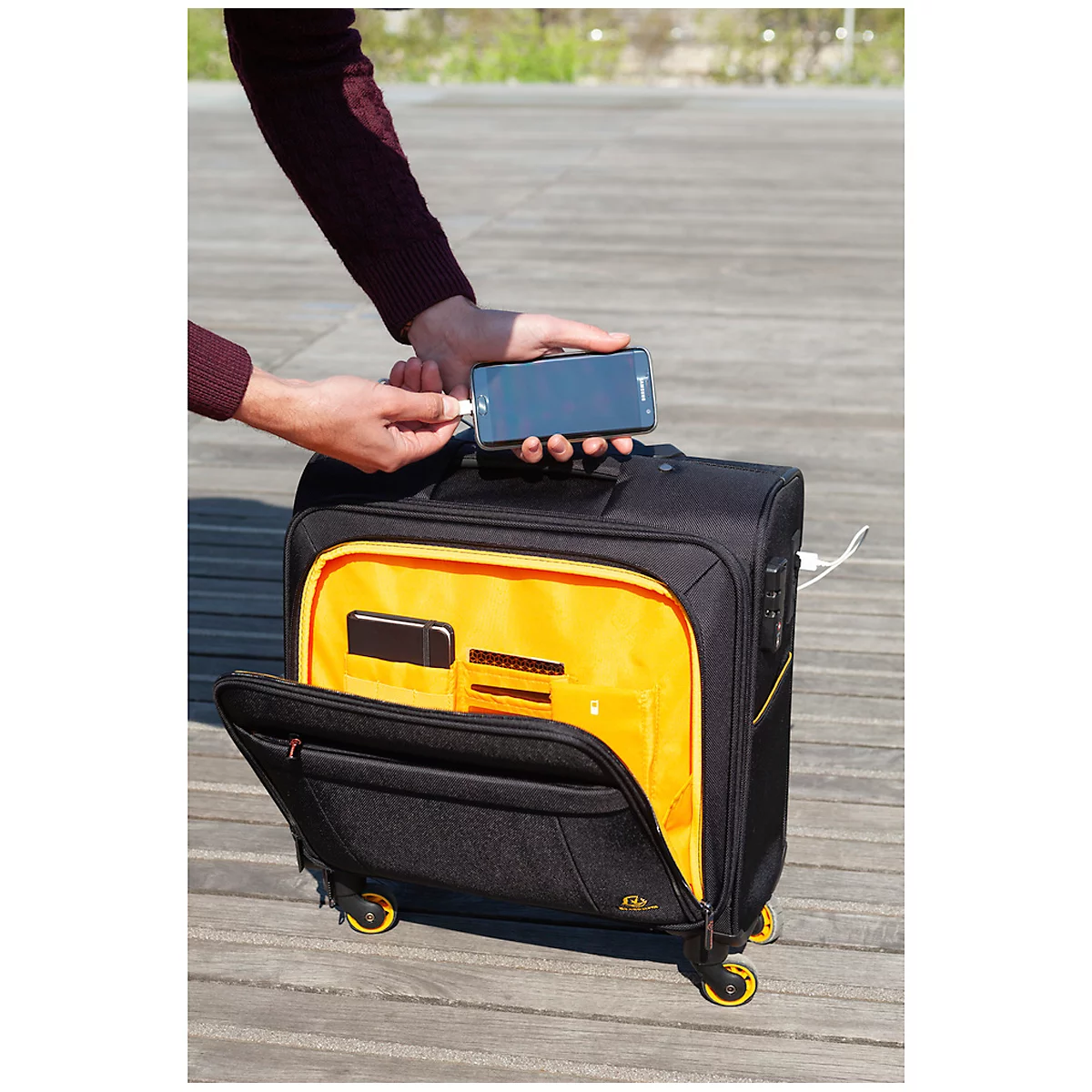Trolley Exacompta Exactive, pour ordinateurs portables jusqu'à 15,6'', L 420 x l 230 x H 480 mm, polyester, noir
