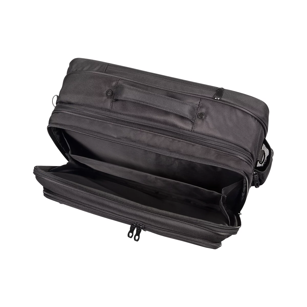 Trolley pour ordinateur portable LIGHTPAK®, pour 1 ordinateur portable jusqu'à 17', compartiment principal et 3 compartiments zippés, poche filet, roulettes, PET recyclé, noir