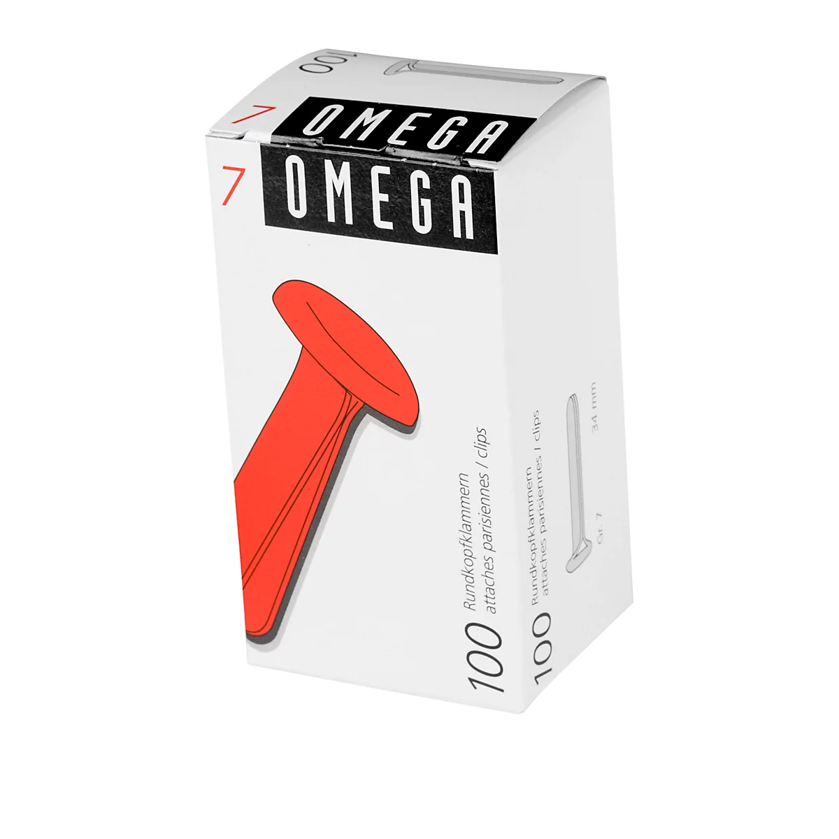 Trombones arrondis Omega, nickelé, taille 7, 100 p.