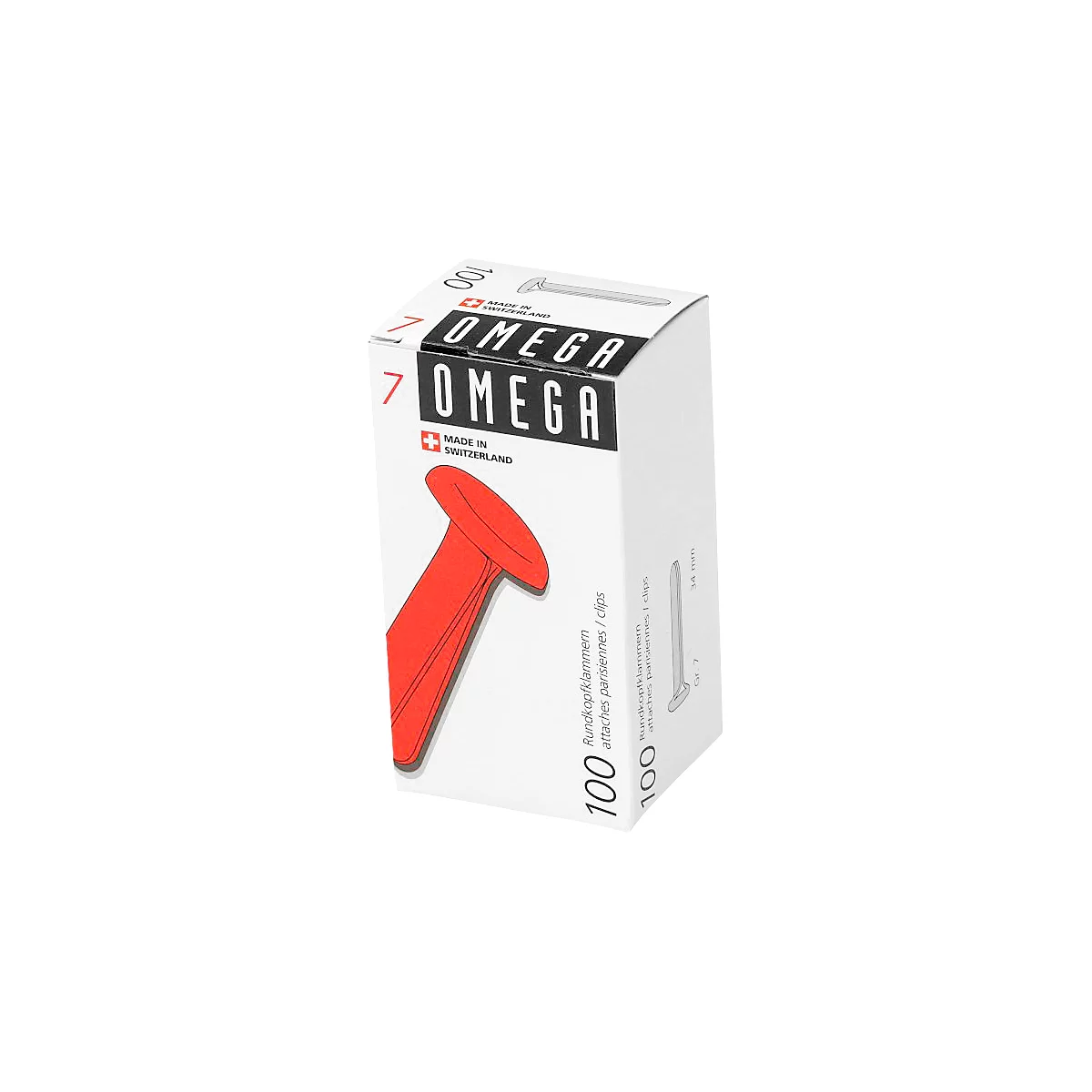 Trombones arrondis Omega, nickelé, taille 7, 100 p.