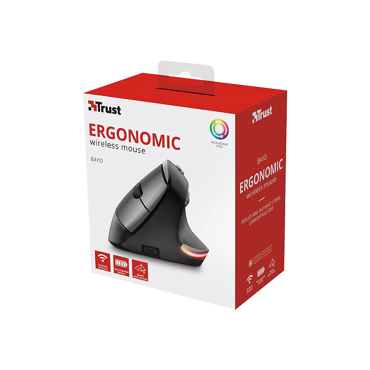 Trust Bayo - Vertikale Maus - ergonomisch - Für Rechtshänder - optisch - 6 Tasten
