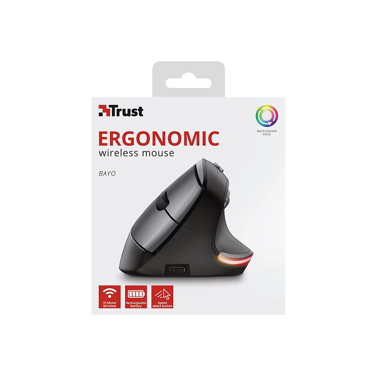 Trust Bayo - Vertikale Maus - ergonomisch - Für Rechtshänder - optisch - 6 Tasten