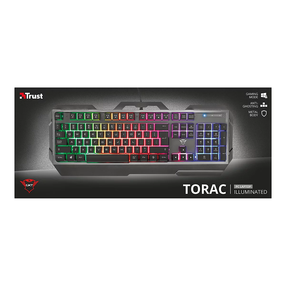 Trust Gaming GXT 856 Torac - Tastatur - hintergrundbeleuchtet - USB - QWERTY - Deutsch