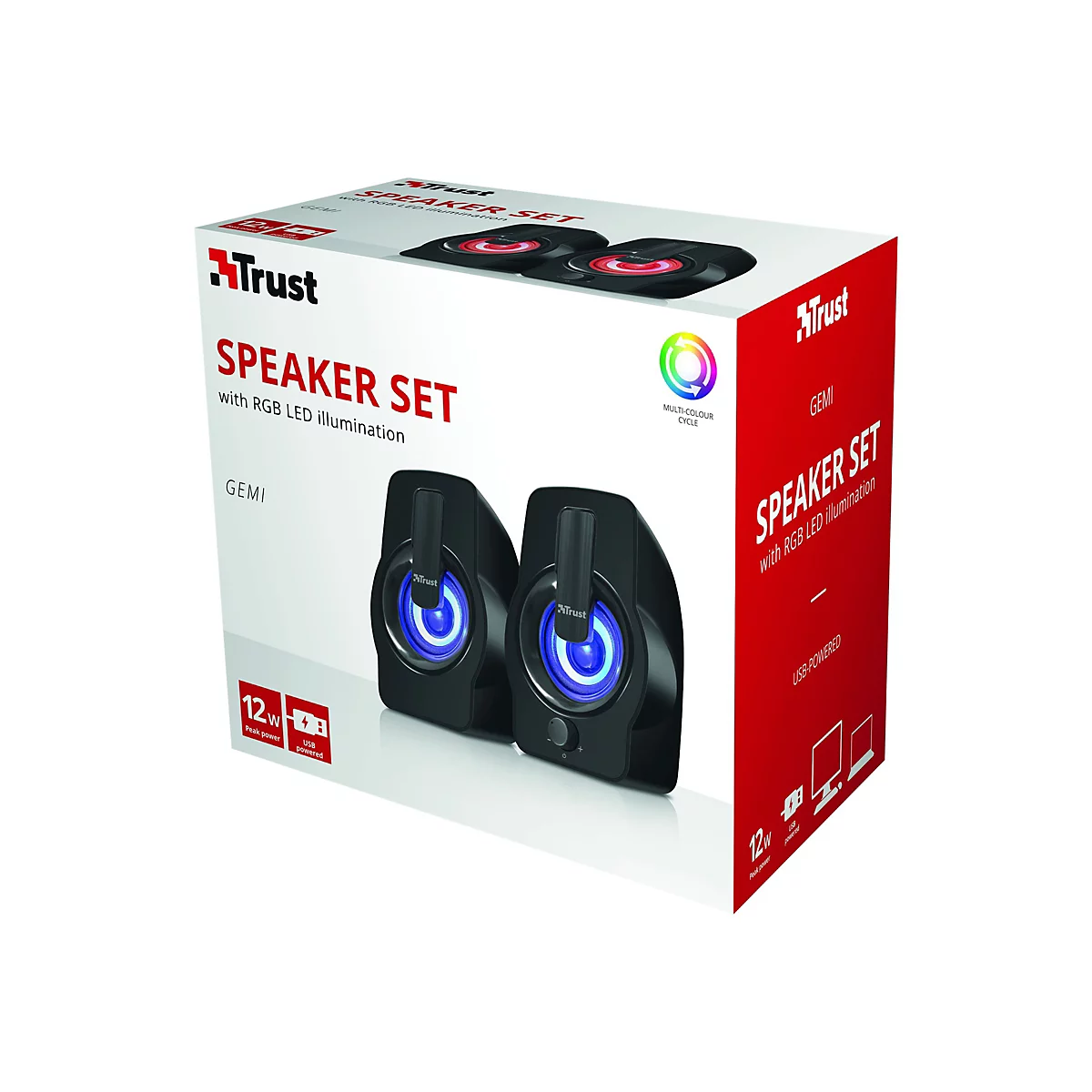 Trust Gemi RGB - Lautsprecher - für PC - 6 Watt (Gesamt) - Schwarz