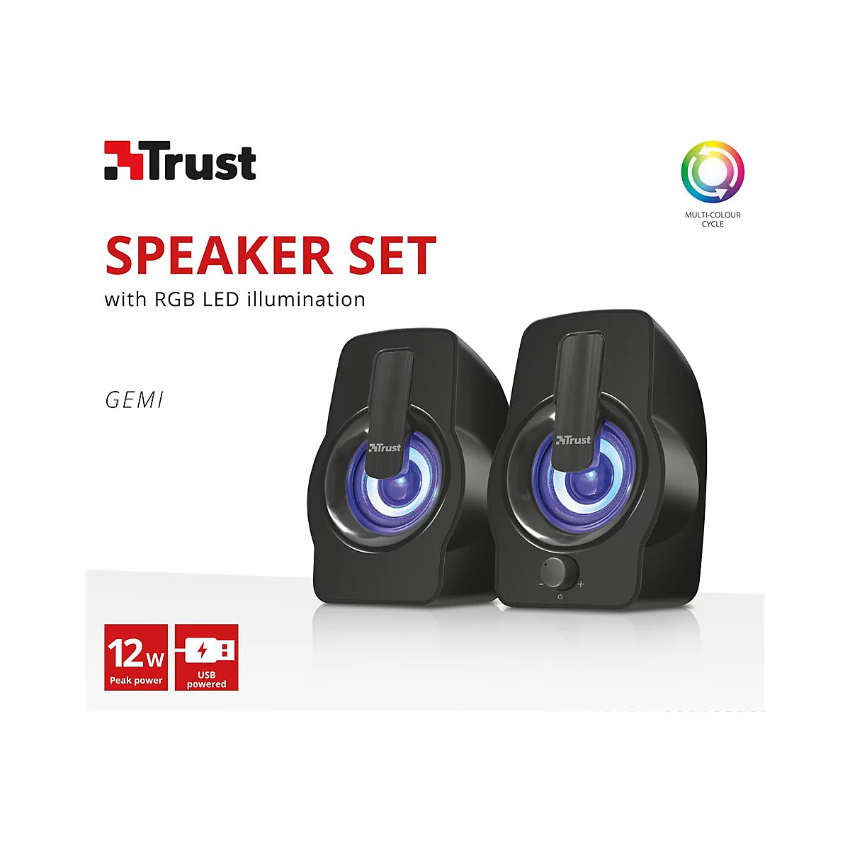 Trust Gemi RGB - Lautsprecher - für PC - 6 Watt (Gesamt) - Schwarz