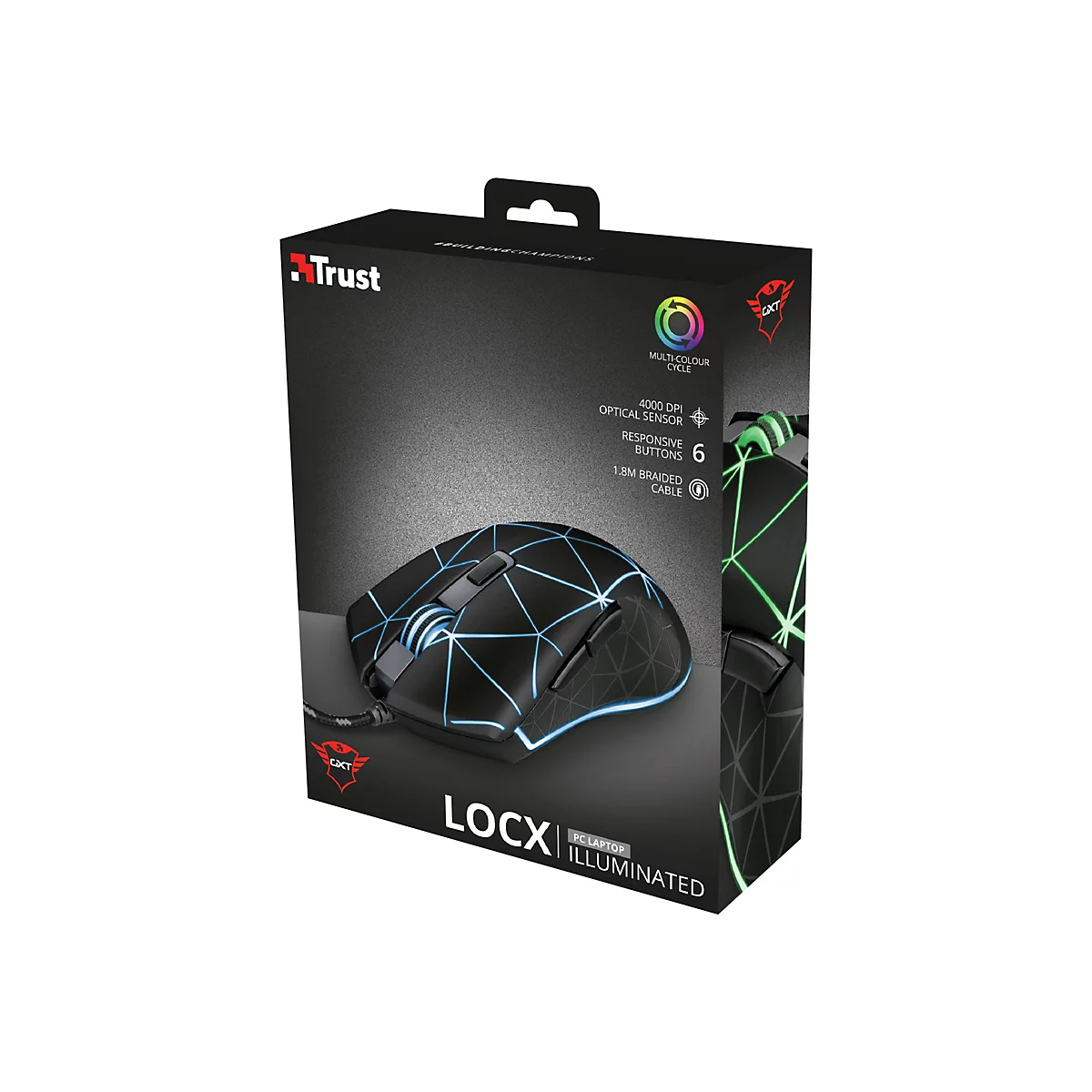 Trust GXT 133 Locx - Maus - Für Rechtshänder - optisch - 6 Tasten - kabelgebunden