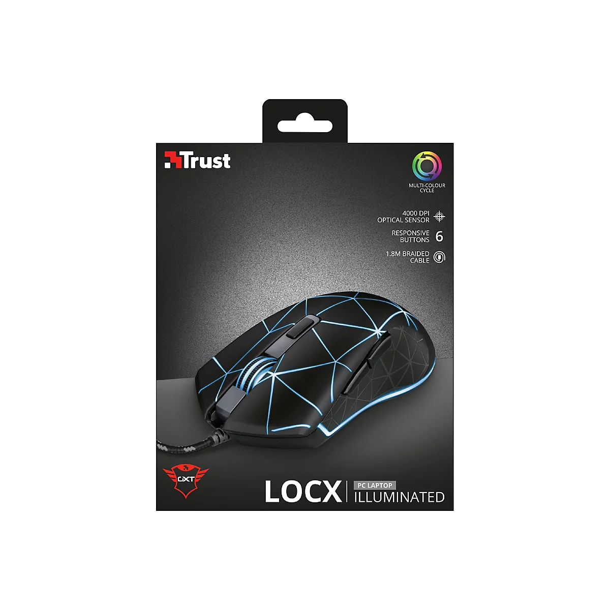 Trust GXT 133 Locx - Maus - Für Rechtshänder - optisch - 6 Tasten - kabelgebunden