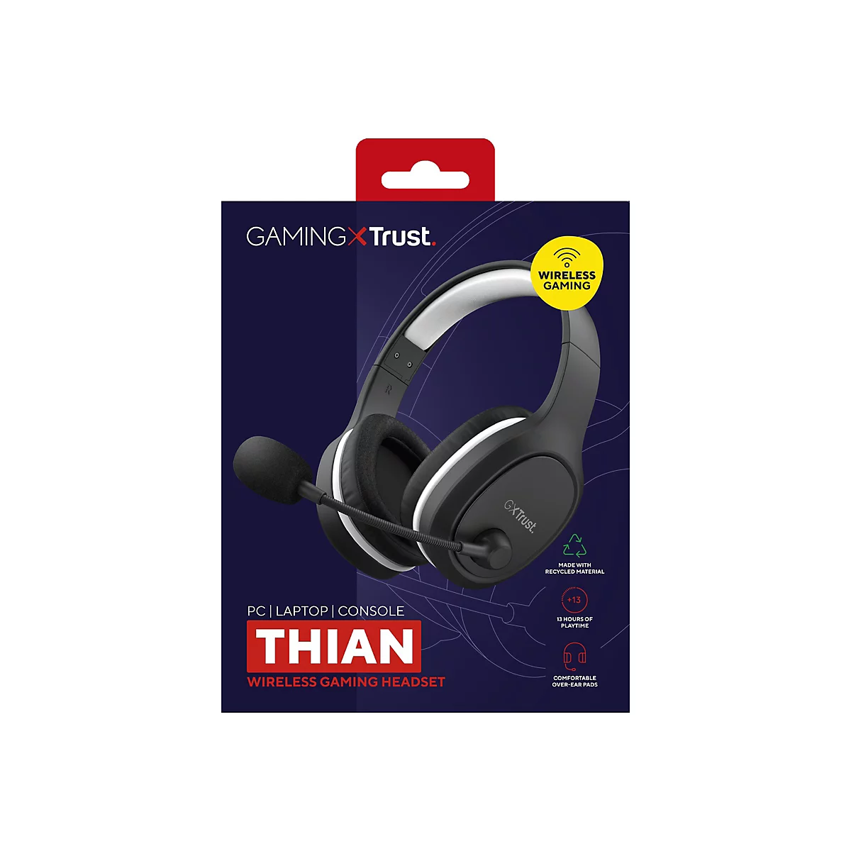 Trust GXT 391 Thian - Headset - ohrumschließend - 5,8 GHz - kabellos, kabelgebunden - 3,5 mm Stecker, USB-A