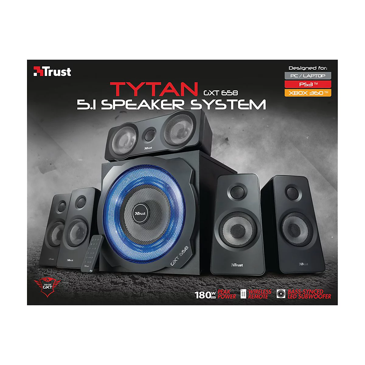 Trust GXT 658 TYTAN - Lautsprechersystem - 5.1-Kanal - 90 Watt (Gesamt) - Schwarz