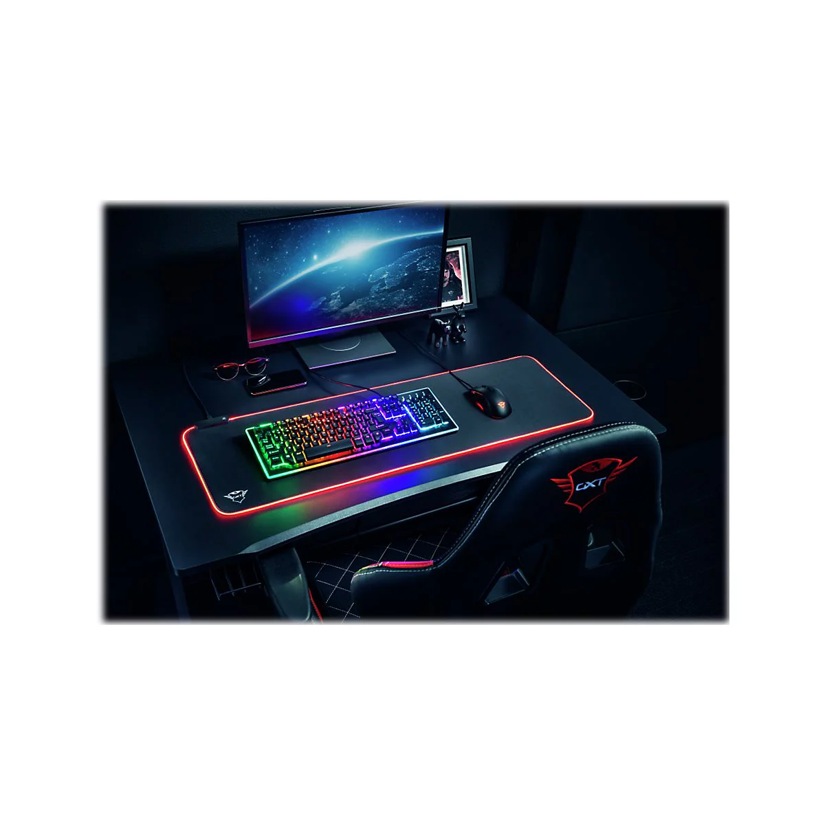 Trust GXT 764 Glide-Flex XXL - Beleuchtetes Tastatur- und Mauspad