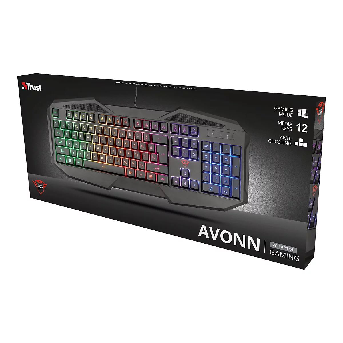 Trust GXT 830-RW Avonn Gaming - Tastatur - hintergrundbeleuchtet - USB - Deutsch