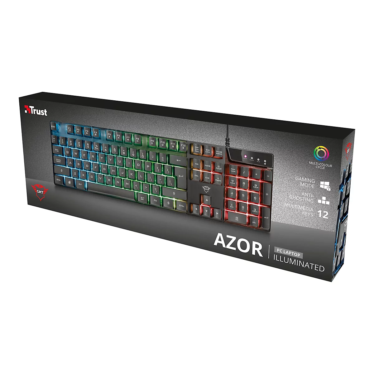 Trust GXT 835 Azor - Tastatur - hintergrundbeleuchtet - USB - QWERTZ - Deutsch