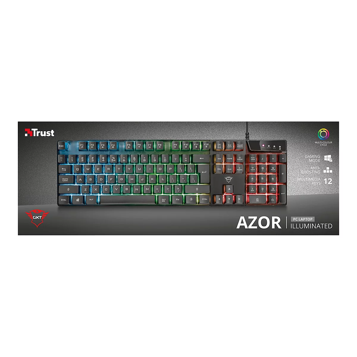 Trust GXT 835 Azor - Tastatur - hintergrundbeleuchtet - USB - QWERTZ - Deutsch