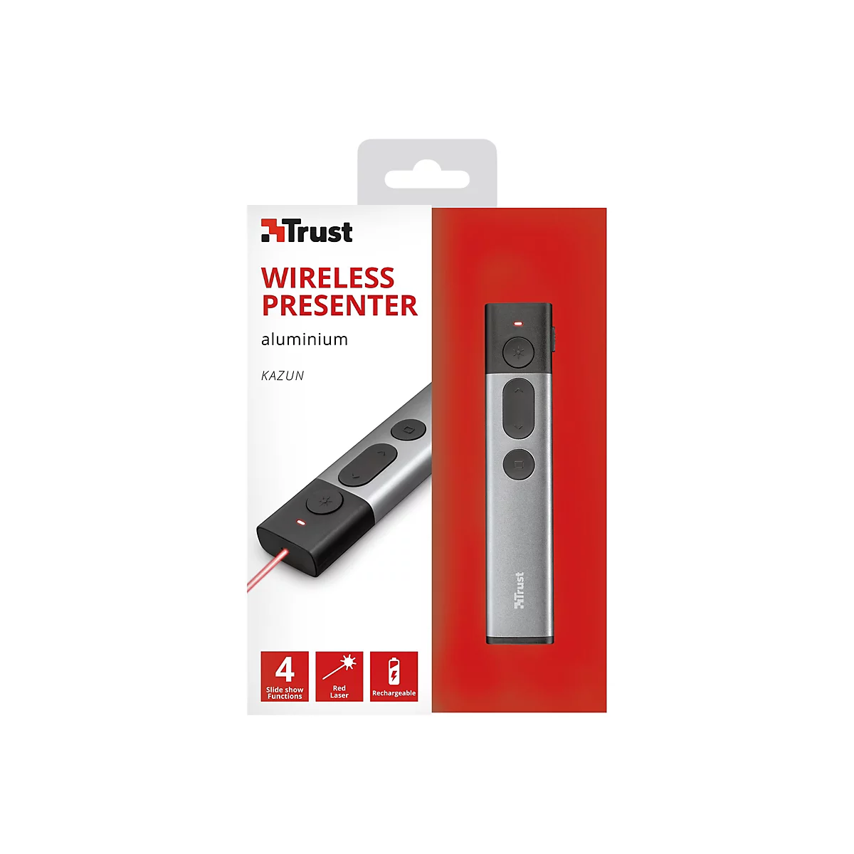 Trust Kazun Aluminium Wireless Presenter - Präsentations-Fernsteuerung - 4 Tasten - HF