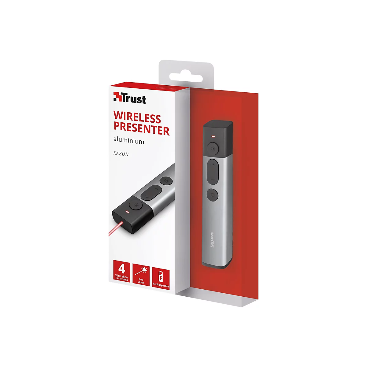 Trust Kazun Aluminium Wireless Presenter - Präsentations-Fernsteuerung - 4 Tasten - HF