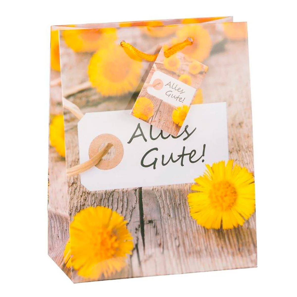 TSI Geschenktasche Alles Gute, mittelgross, 18 x 10 x 23 cm, reissfest, 3er-Set Motiv: Blume