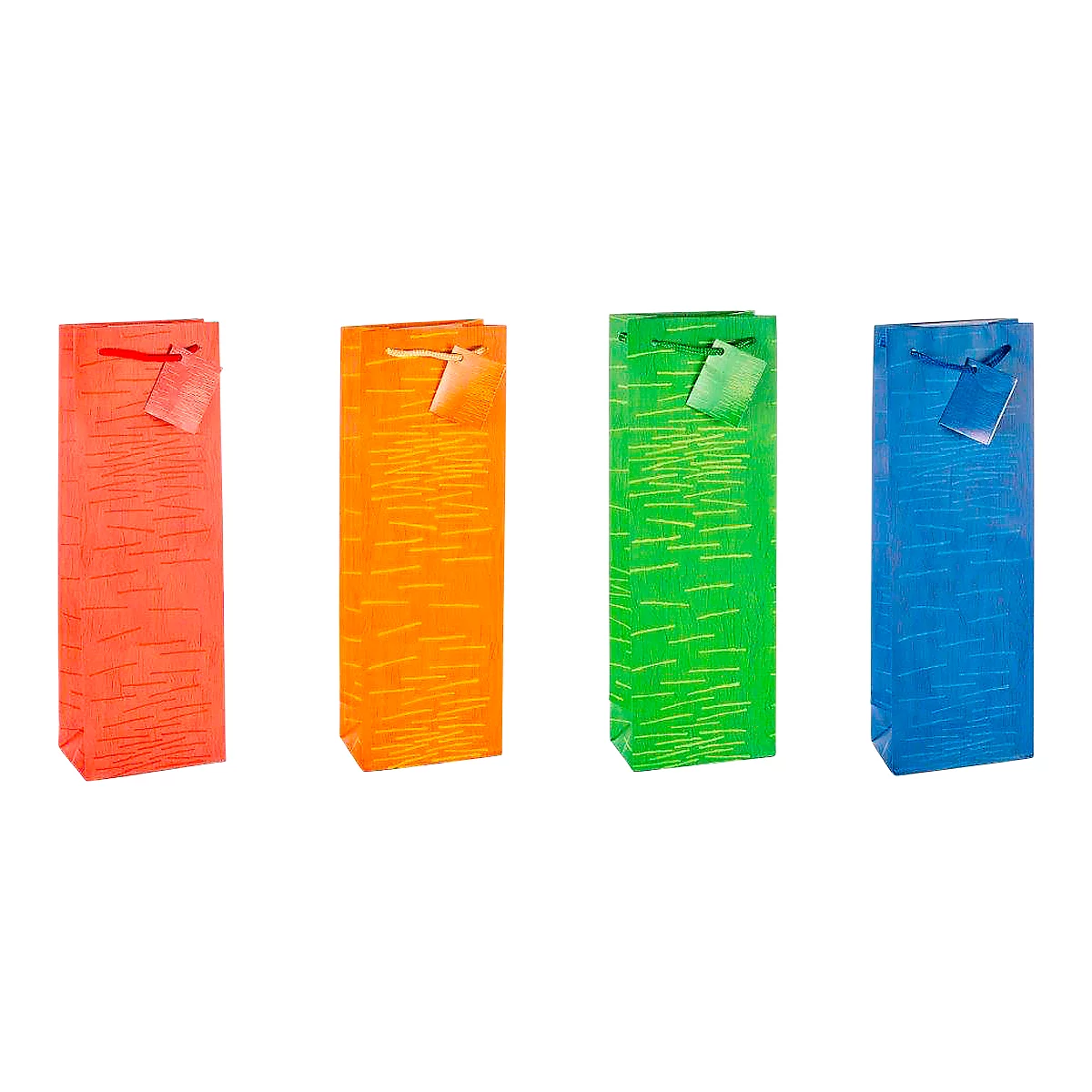 TSI Geschenktasche Laura, für Flaschen, 12 x 8 x 36 cm, reißfest, 12er-Set farbsortiert