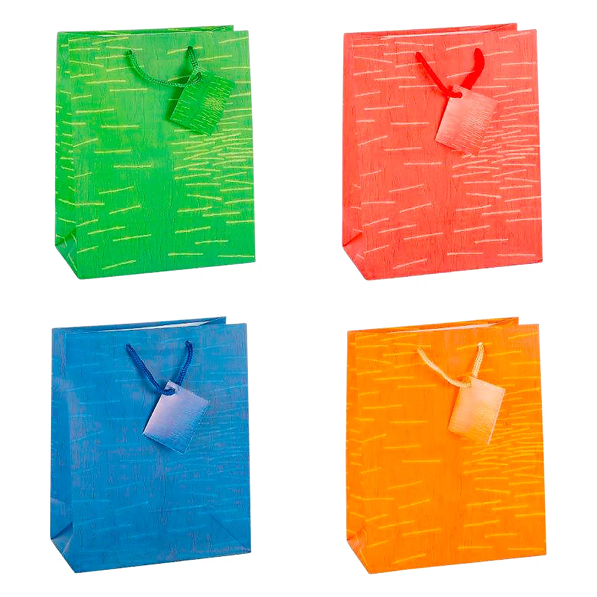 TSI Geschenktasche Laura, mittelgroß, 18 x 10 x 23 cm, reißfest, 12er-Set, farbsortiert