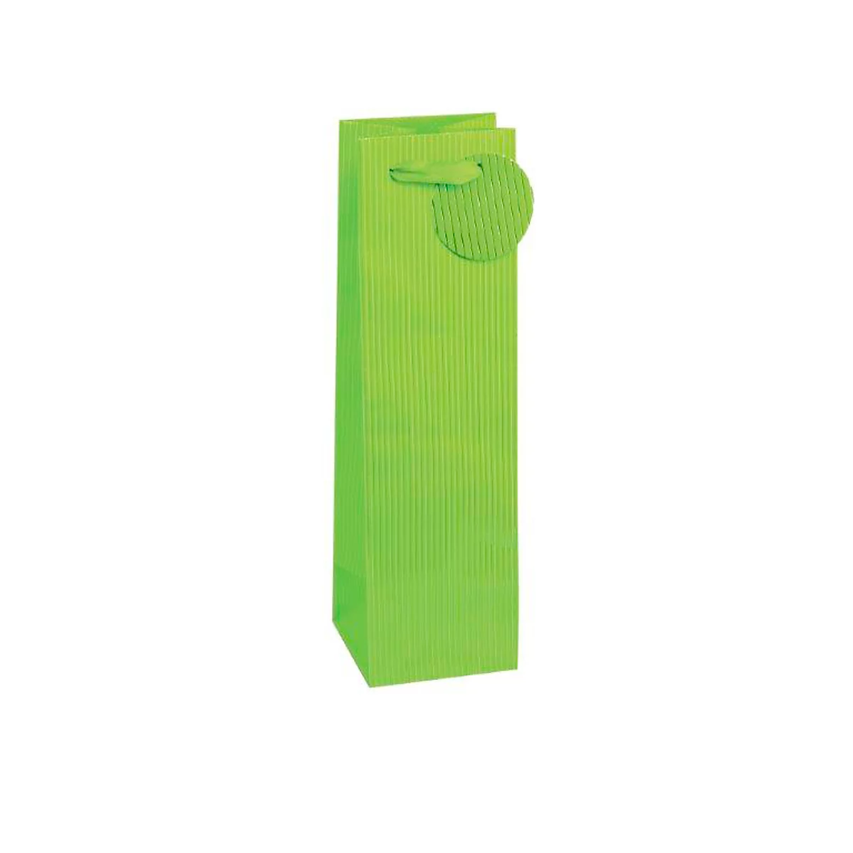 TSI geschenktasje krijtstreep, voor flessen, 12 x 8 x 36 cm, scheurvast, set van 4 groen