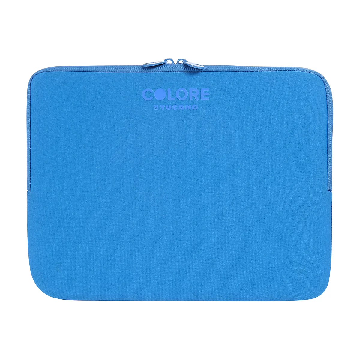 Blaue Laptoptasche mit ReiÃŸverschluss und dem Schriftzug COLORE von Tucano.