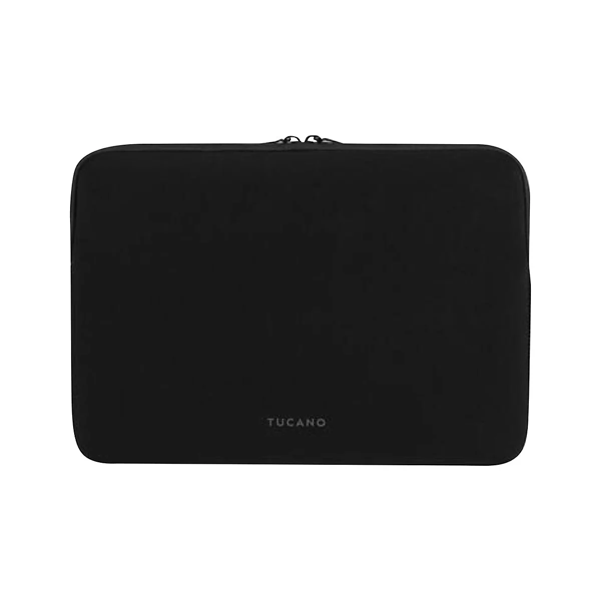 Schwarze Laptoptasche, ReiÃŸverschluss oben, Marke Tucano.