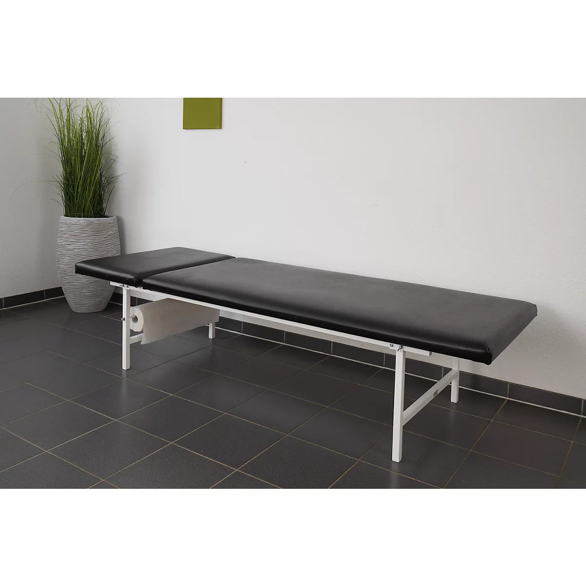 Tumbona para sala de descanso, no plegable, 2000 x 700 x 500 mm, negra