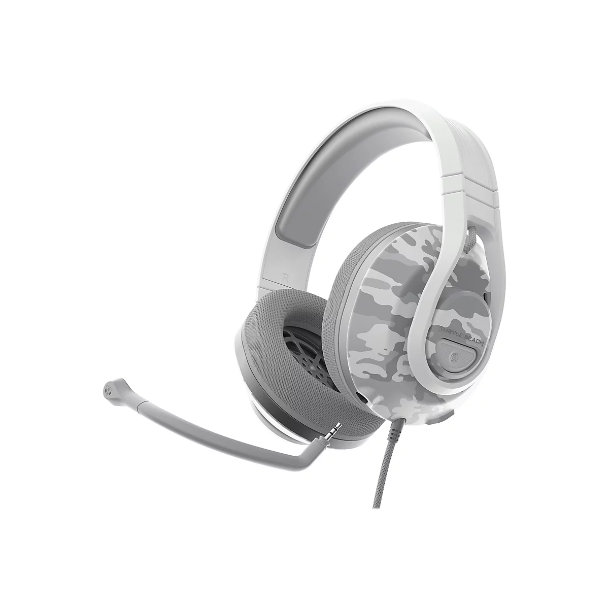 Hellgraues Headset mit Camouflage-Muster. Ein Mikrofon ist angebracht.