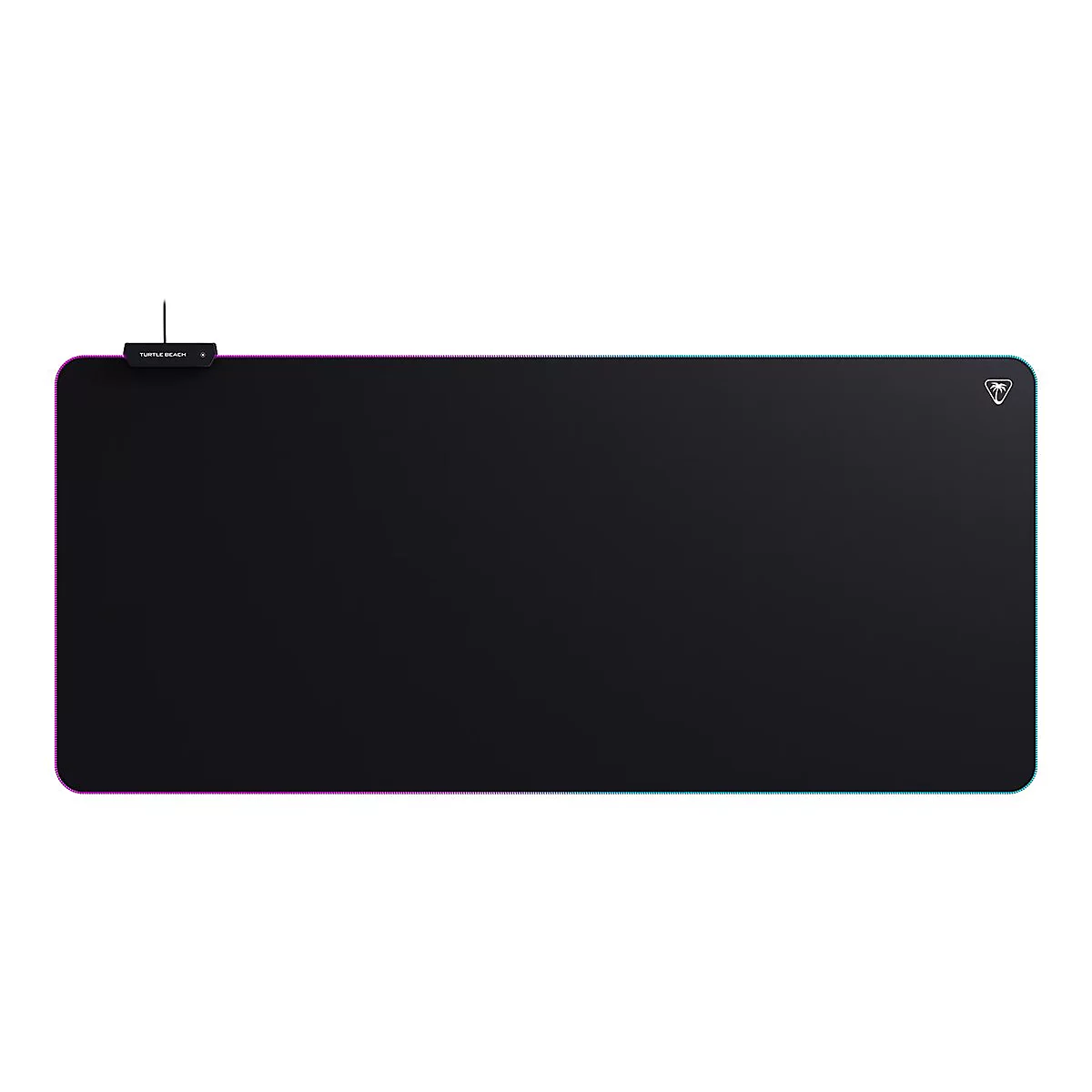Schwarzes Gaming-Mauspad mit RGB-Beleuchtung und Schriftzug 'Turtle Beach'.