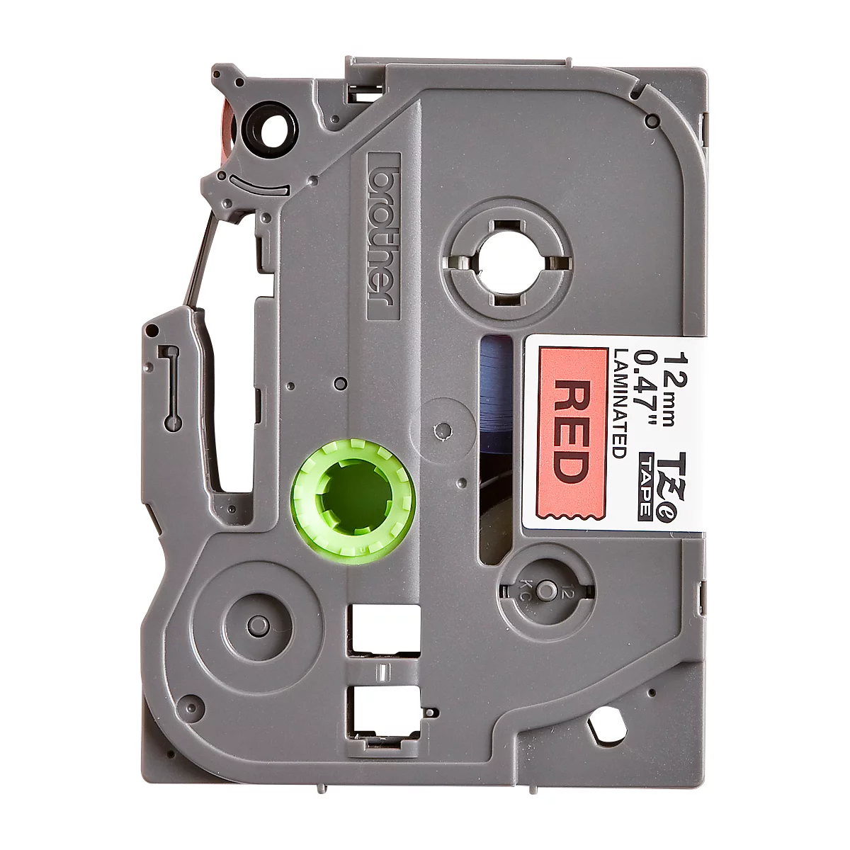 Gray Brother label cassette with red label stating "RED" and specs. Green wheel.