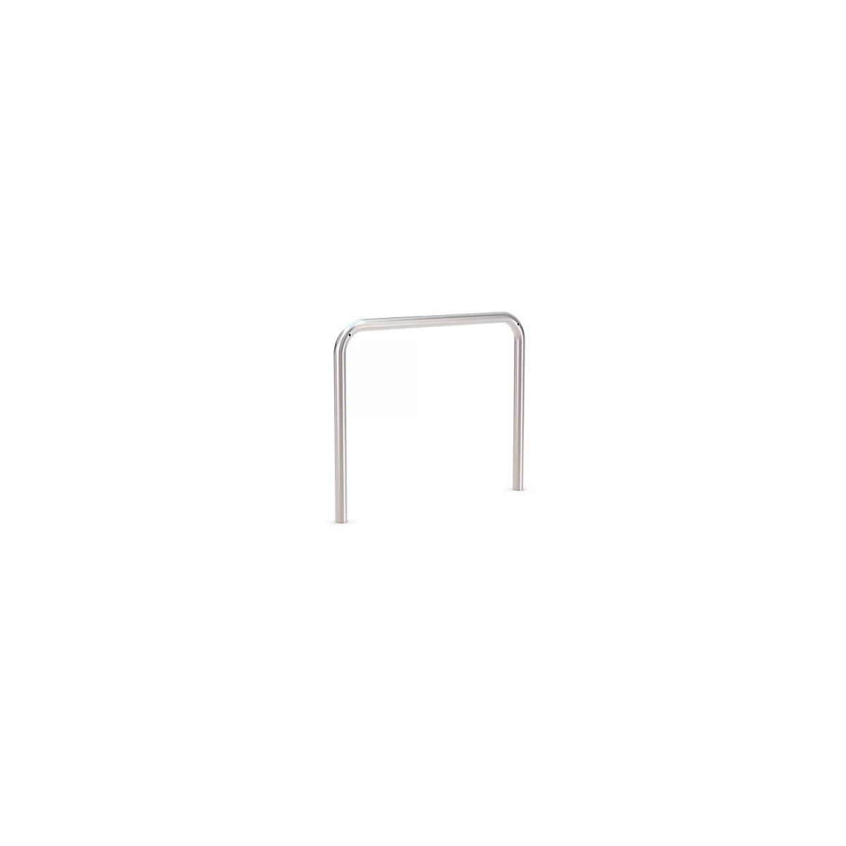 A metal bike rack against a white background.
