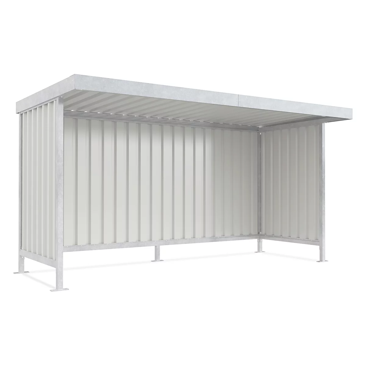 Überdachungssystem Modell Leipzig, einseitig, Grundeinheit, T 2200 mm, B 4300 mm, verzinkt