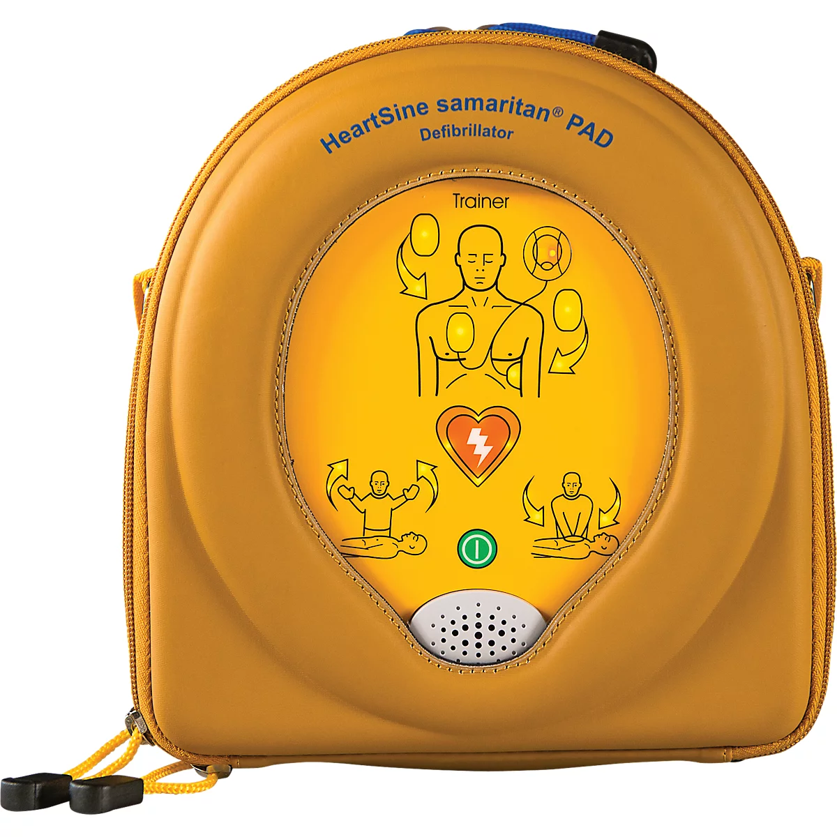 Übungs- und Trainingsdefibrillator-Set für HeartSine PAD350, 6 Szenarien, Tasche, 2 Paar Ersatzelektroden, Ladegerät