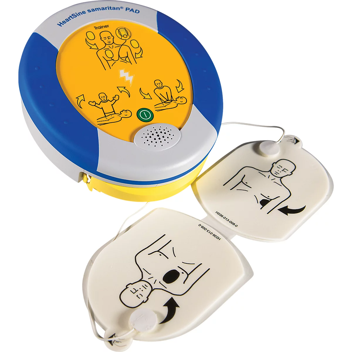 Übungs- und Trainingsdefibrillator-Set für HeartSine PAD360, 6 Szenarien, Tasche, 2 Paar Ersatzelektroden, Ladegerät