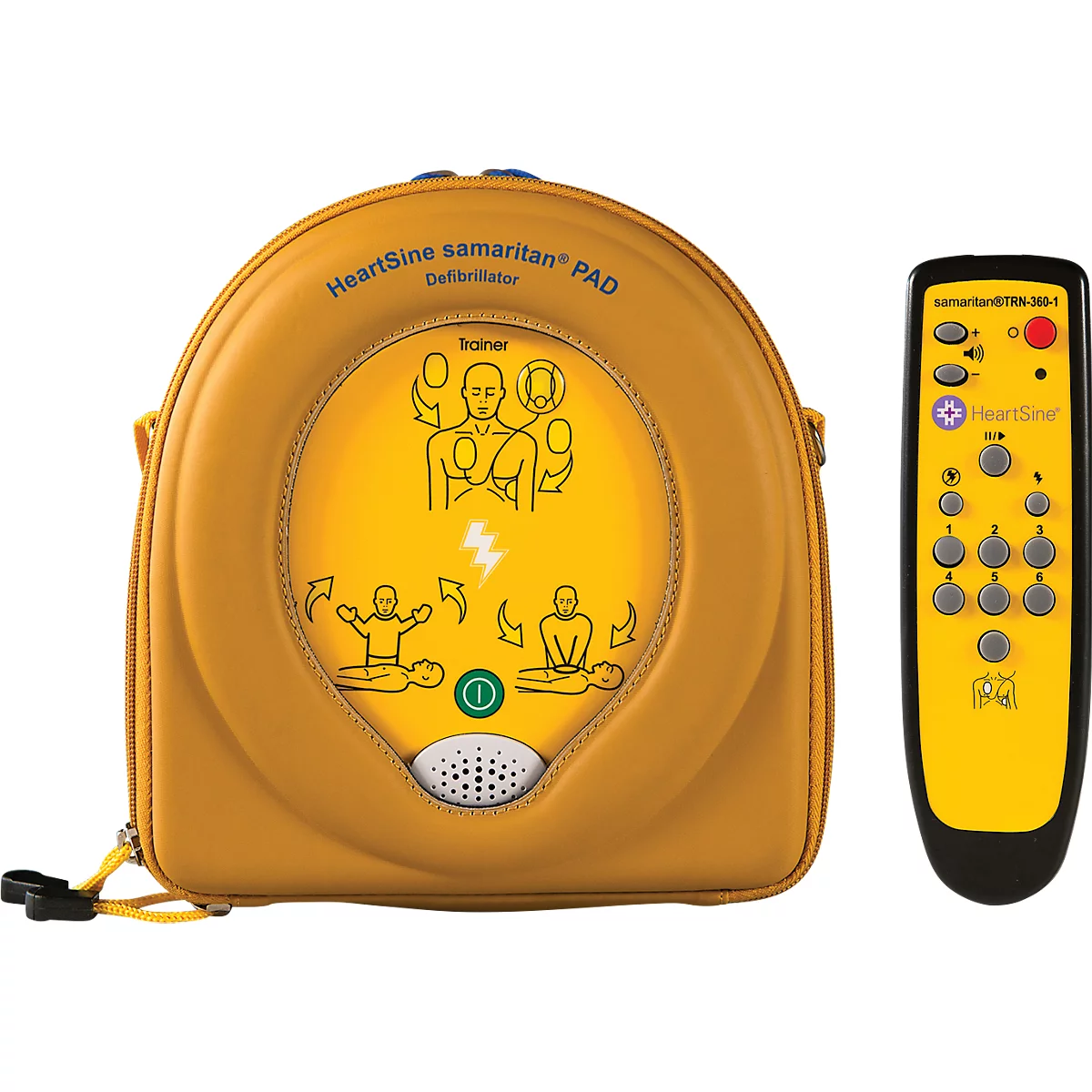 Übungs- und Trainingsdefibrillator-Set für HeartSine PAD360, 6 Szenarien, Tasche, 2 Paar Ersatzelektroden, Ladegerät